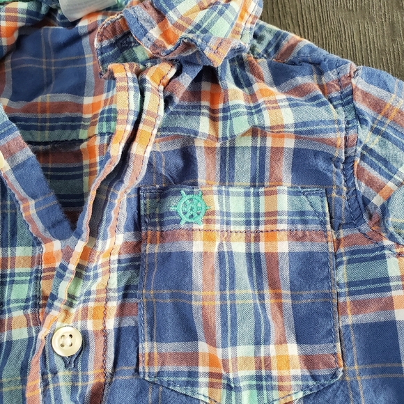 2T Plaid Button Down Shirt With Nautical Detail - Picture 2 of 3